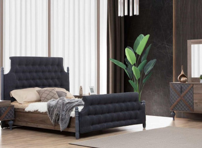 Bett Nachttisch Kommode mit Spiegel Schlafzimmer 4 tlg. Set Chesterfield